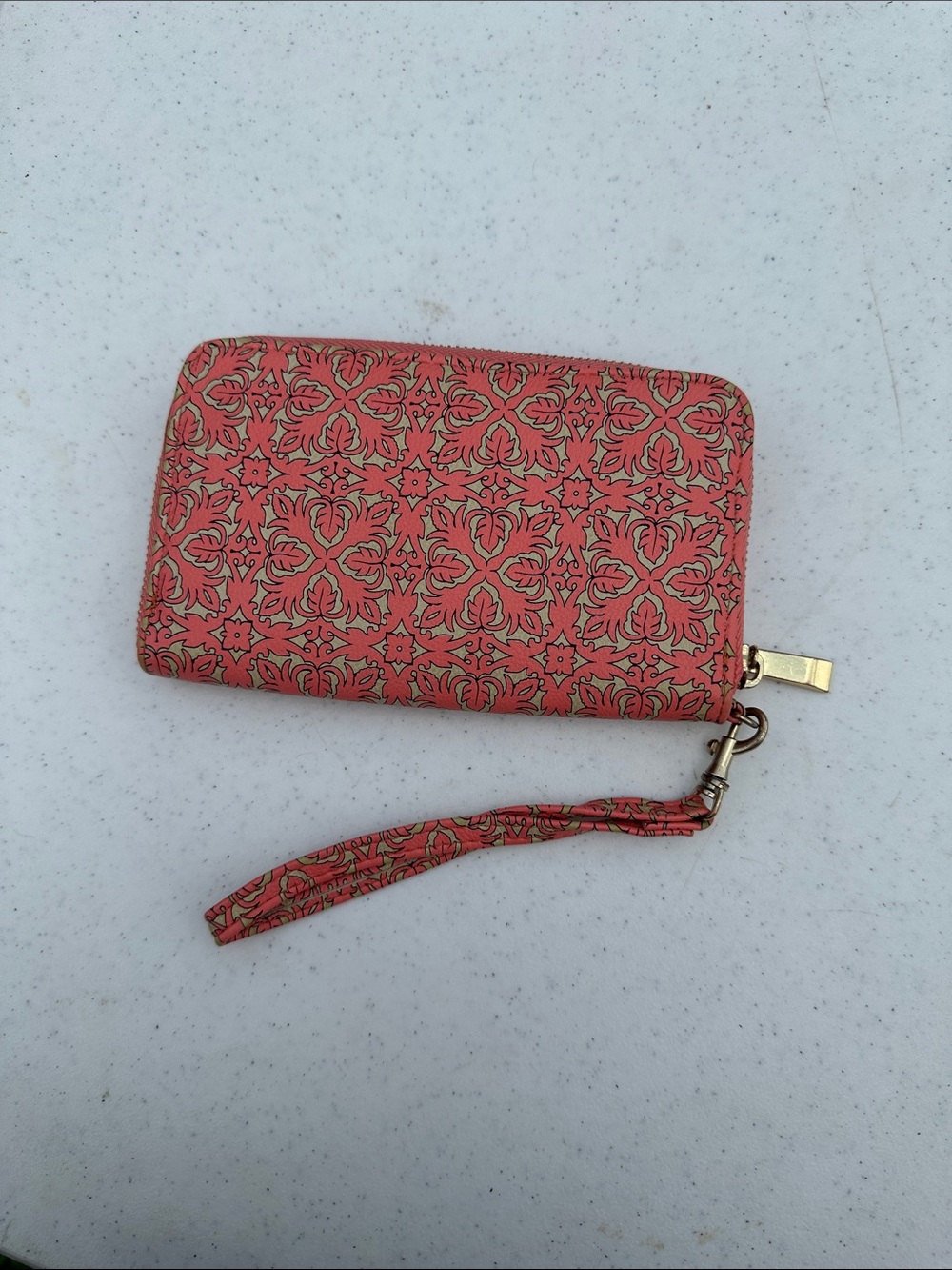 Coral Patterned Zip Wristlet Wallet - Women's Accessory